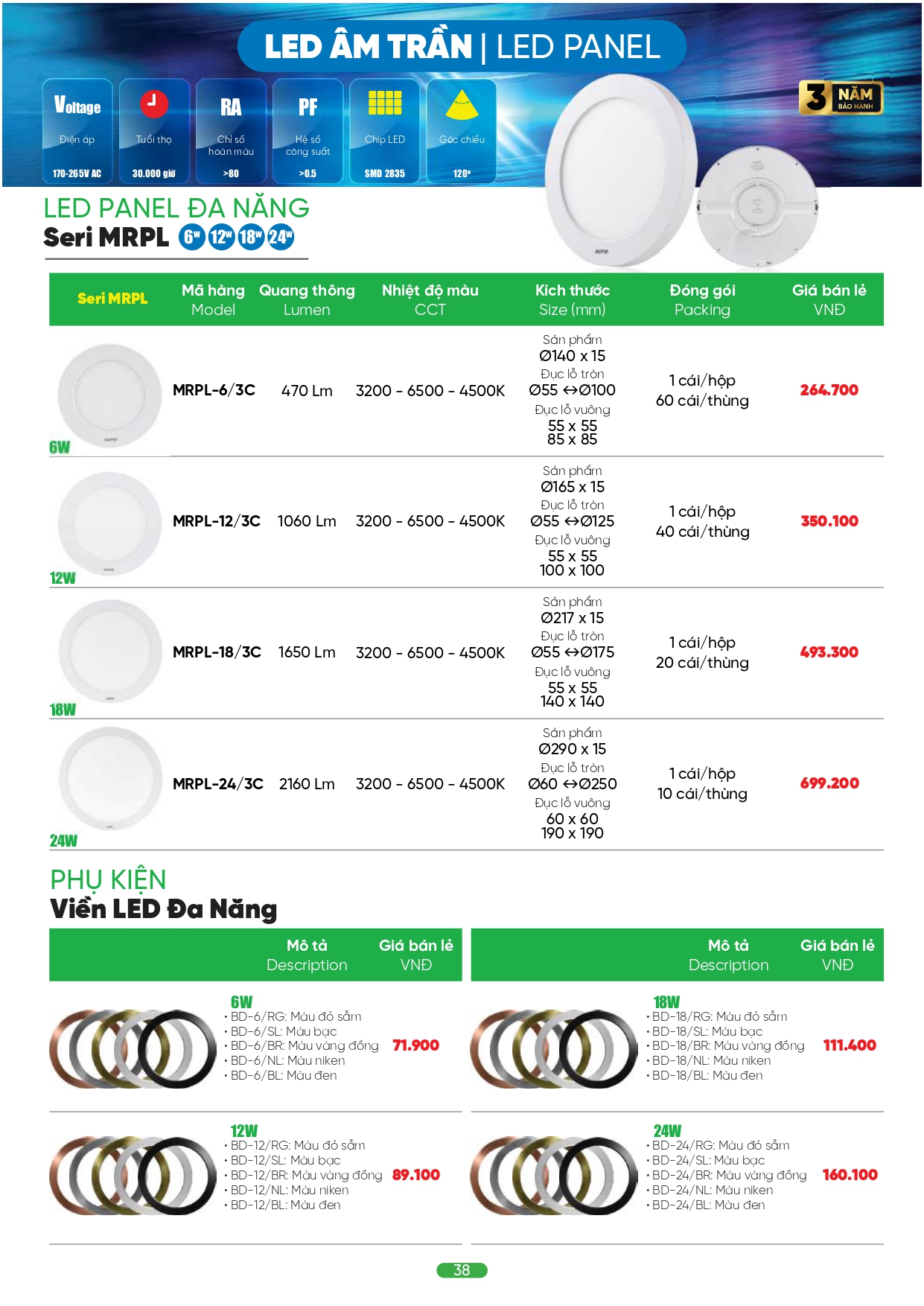 Bảng giá đèn LED MPE 2026